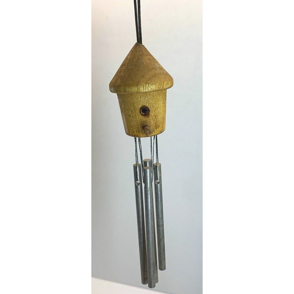 Miniature indoor/outdoor wooden hummingbird home style wind chime, tiny perches